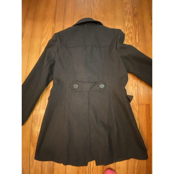 Tommy Hilfiger Pea Coat Sz M  Black Wool Blend Double Breasted Lined Women's - Picture 8 of 8